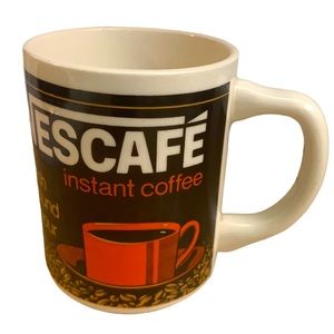 VTG Nescafé 70s Stoneware Brand Logo Coffee Advertisement Cup Mug Collectible
